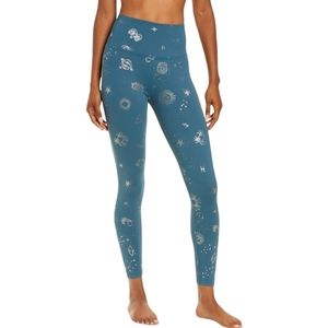 Beyond Yoga Stellar Teal Champagne Zodiac Foil Leggings Size XS